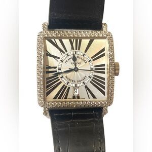 Authentic Frank Muller vintage watch Sq 6000 H with Diamond bezel & paper work
